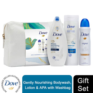 Dove Gently Nourishing Beauty Bag Gift Set, Bodywash, Lotion & APA with Washbag