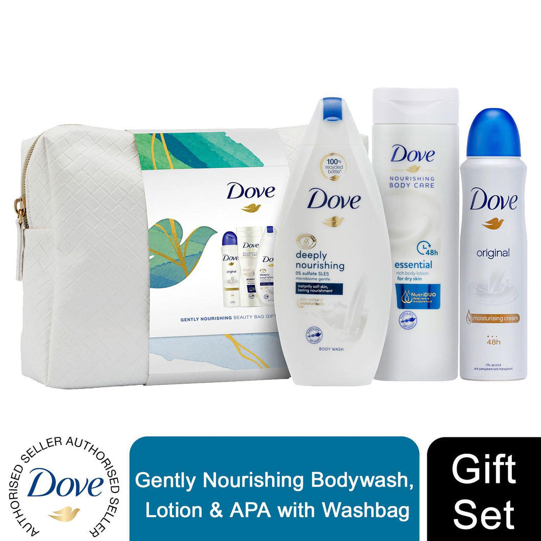 Dove Gently Nourishing Beauty Bag Gift Set, Bodywash, Lotion & APA with Washbag