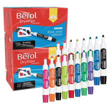 Load image into Gallery viewer, Berol Whiteboard Marker Dry Wipe Medium Chisel Tip Assorted Inks 96 Pack
