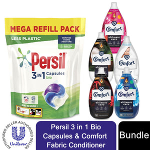 Laundry Bundle 2x50W Persil Bio Capsules & 2x58W Comfort Fabric Conditioner