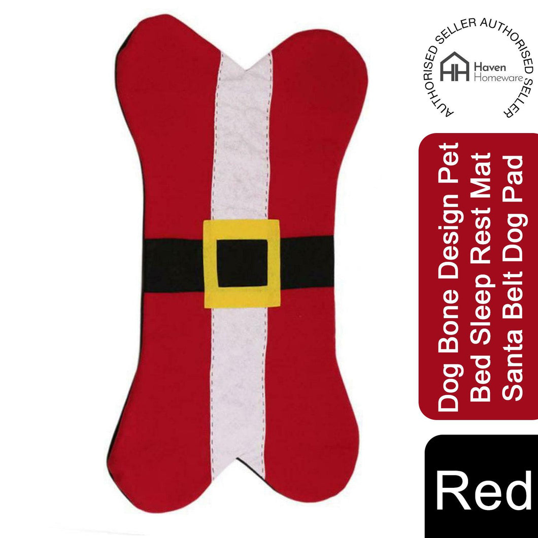 Christmas Dog Bone Design Pet Bed Sleep Rest Mat Santa Belt Dog Pad, Red