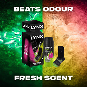 Lynx Epic Fresh Gift Set For Men Bodyspray & Pair of Socks Gift for Him