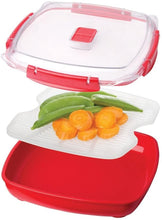 Load image into Gallery viewer, Sistema Microwave Plate with Removable Steaming Tray, Red/Clear, 440 ml