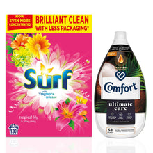 Load image into Gallery viewer, 130W Surf TropicalLily LaundryPowder&amp;58W Coco Fantasy Passion Fabric Conditioner