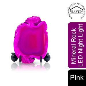 Haven Mineral Rock LED Night Light, Pink