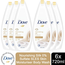 Load image into Gallery viewer, 6pk of 720ml Dove Nourishing Silk 0% Sulfate SLES Skin Moisturiser Body Wash