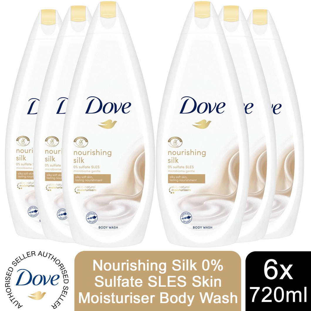 6pk of 720ml Dove Nourishing Silk 0% Sulfate SLES Skin Moisturiser Body Wash