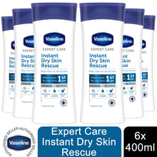 Load image into Gallery viewer, 6x400ml Vaseline ExpertCare Instant DrySkin Rescue or Elasticity Restore Lotion