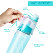 Load image into Gallery viewer, SportZ Leak Proof Travel Water Bottle with Spray Function - 400ml (Pink | Blue | Green)