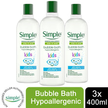 Load image into Gallery viewer, 3x of 400ml Simple Kids Bubble Bath Hypoallergenic Body Wash with Chamomile Oil