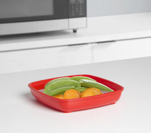 Load image into Gallery viewer, Sistema Microwave Plate with Removable Steaming Tray, Red/Clear, 440 ml