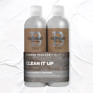Bed Head for Men by TIGI Clean Up Daily Shampoo & Conditioner 2x750ml with pump