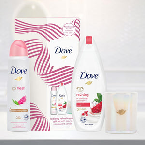Dove Radiantly Refreshing Gift Set Present For Women, Girls, Mum, Bath & Candles