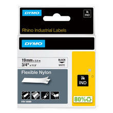 Load image into Gallery viewer, DYMO RhinoPRO Nylon Labels Industrial Flexible 19mm x 3.5m Black on White