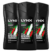 Load image into Gallery viewer, 3pk of 250ml Lynx 12hrs Refreshing Fragrance Shower Gel with 100% Moisturisers