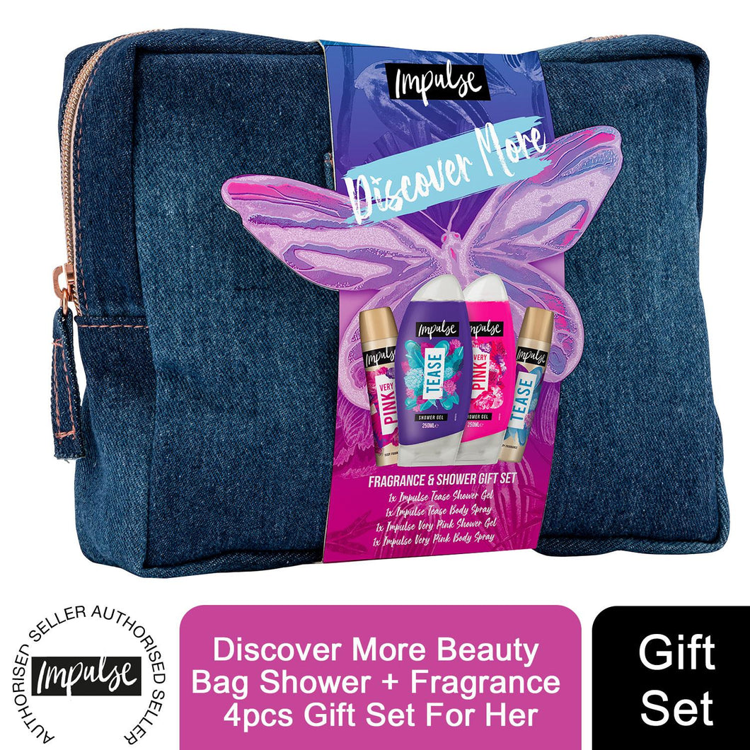 Impulse Discover More Beauty Bag Shower+Fragrance 4pcs Gift Set For Her