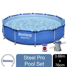 Load image into Gallery viewer, Bestway Steel Pro 12&#39; x 30&quot;/3.66m x 76cm Frame Swimming Pool Set