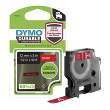 Load image into Gallery viewer, DYMO Labeling Tape D1 Durable  for Label Makers White Print on Red Tape 12mmx3m
