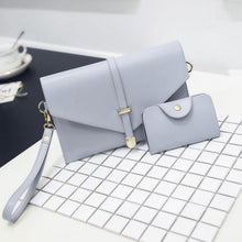 Load image into Gallery viewer, 3pcs Women PU Leather Backpack Set-Shoulder Bag |Clutch | Card Holder Blue/White