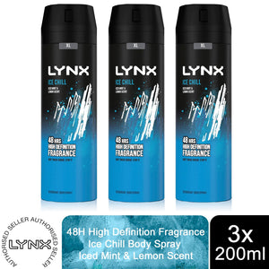 Lynx XL 48-Hour High Definition Fragrance Body Spray Deodorant, 3 Pack, 200ml