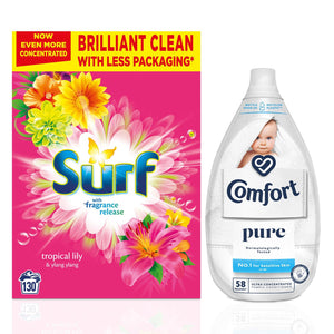 Laundry Bundle 1x130W Surf Laundry Powder & 1x58W Comfort Fabric Conditioner