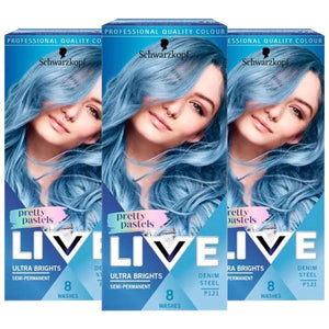 3x Schwarzkopf Live Ultra Brights Semi-Permanent Colour Hair Dye