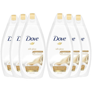 6 Pack Dove ¼ Moisturising Cream Silk Glow Body Wash, 450ml