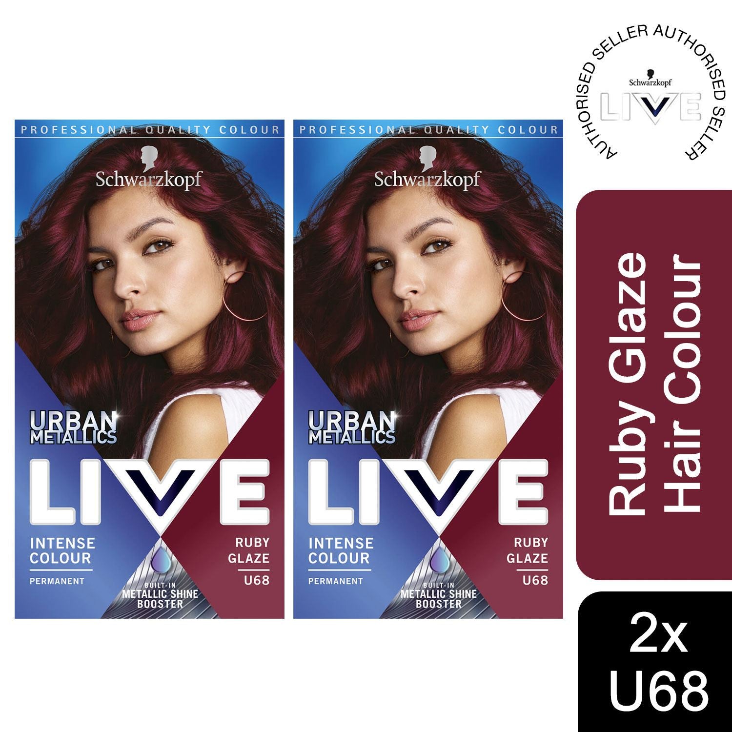 Ruby Glaze 2x Schwarzkopf Live Intense Urban Metallics Permanent Hair Dye, U68 Ru ...