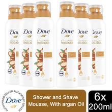 Load image into Gallery viewer, Dove Deeply Nourishing, Argan Oil Shower &amp; Shave Mousse 200ml, 3pk or 6pk