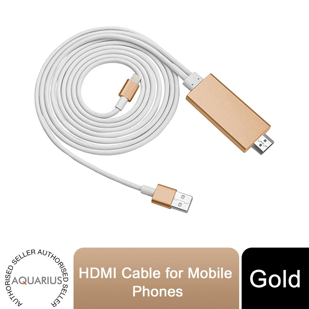Aquarius Full HD Support HDMI Connector Cable for Phone/Pad Gold