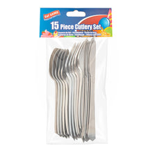 Load image into Gallery viewer, Disposable Plastic Knife/Fork/Spoon, White Napkins, Cutlery Set, 15Pcs