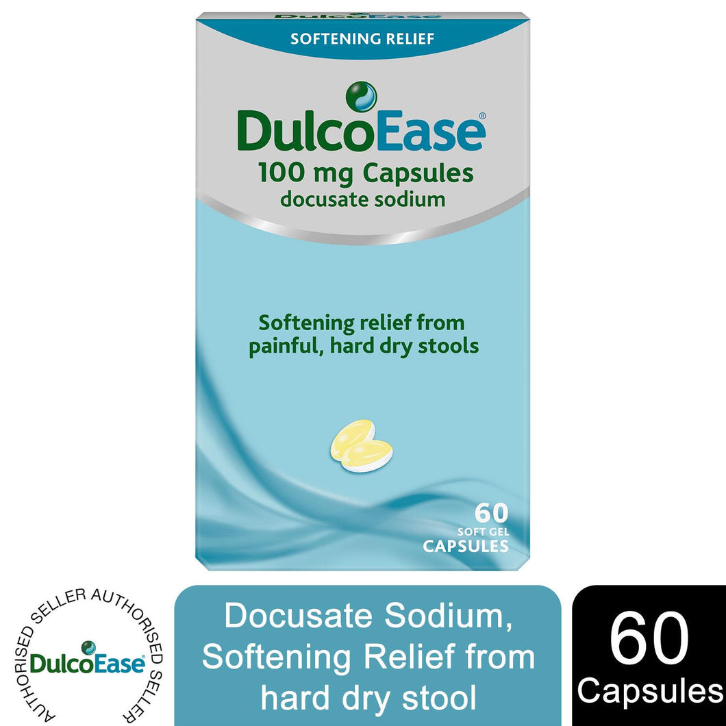 Dulcoease Sodium Softening Relief From Painful Hard Dry Stools 100mg,60Capsules