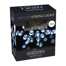 Load image into Gallery viewer, Dusk Till Dawn 100 LED Solar Powered Outdoor Garden Whte String Lights 10.9m