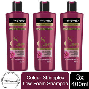 3x of 400ml TRESemme ProCollection Colour Shineplex SulphateFree LowFoam Shampoo