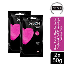 Load image into Gallery viewer, DYLON Hand Fabric Dye Sachet, Passion Pink,  2 Packs of 50g