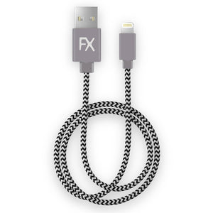 Aquarius 1m Phone Lightning Nylon USB Wire Braided Cable, Zebra