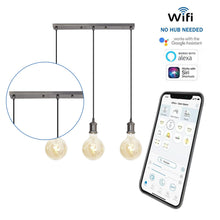 Load image into Gallery viewer, WiZ WiFi SMART LED 3way Plate or 3way Bar Pendant with G125 Amber Vintage Lamps