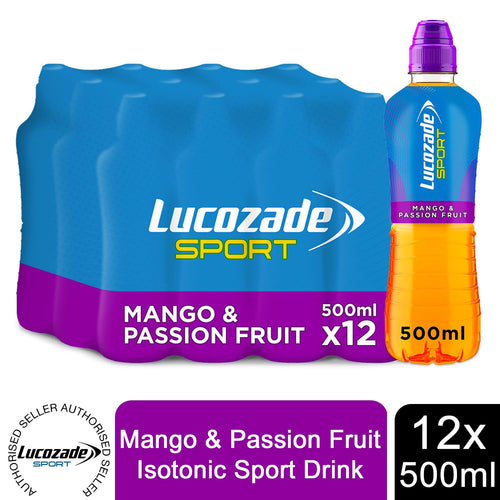12 Pack of Lucozade Sport Mango and Passionfruit Sports Drink, 500ml