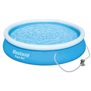 Bestway Inflatable Family Paddling Swimming Round Pool 12ft X 30" With Filter Pump, 5377L
