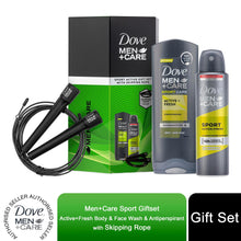 Load image into Gallery viewer, Dove Men+Care Sports Active Duo &amp; Skipping Rope Gift Set for Him, BodyWash &amp; Deo
