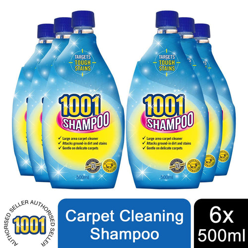 1001 Carpet Cleaning Shampoo 500ml x6, Ideal for Heavy Use Areas, Carpet Safe