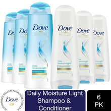 Load image into Gallery viewer, Dove Daily Moisture Light 3x Shampoo, 400ml &amp; 3x Conditioner 350ml For Fine Hair
