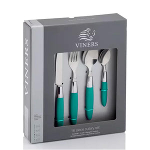 Viners Accent 16 Piece  Stainless Steel Cutlery Set, Green