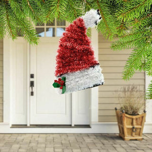 Christmas Decoration Santa hat tinsel 3D Medium 14 cm 4 assorted colour