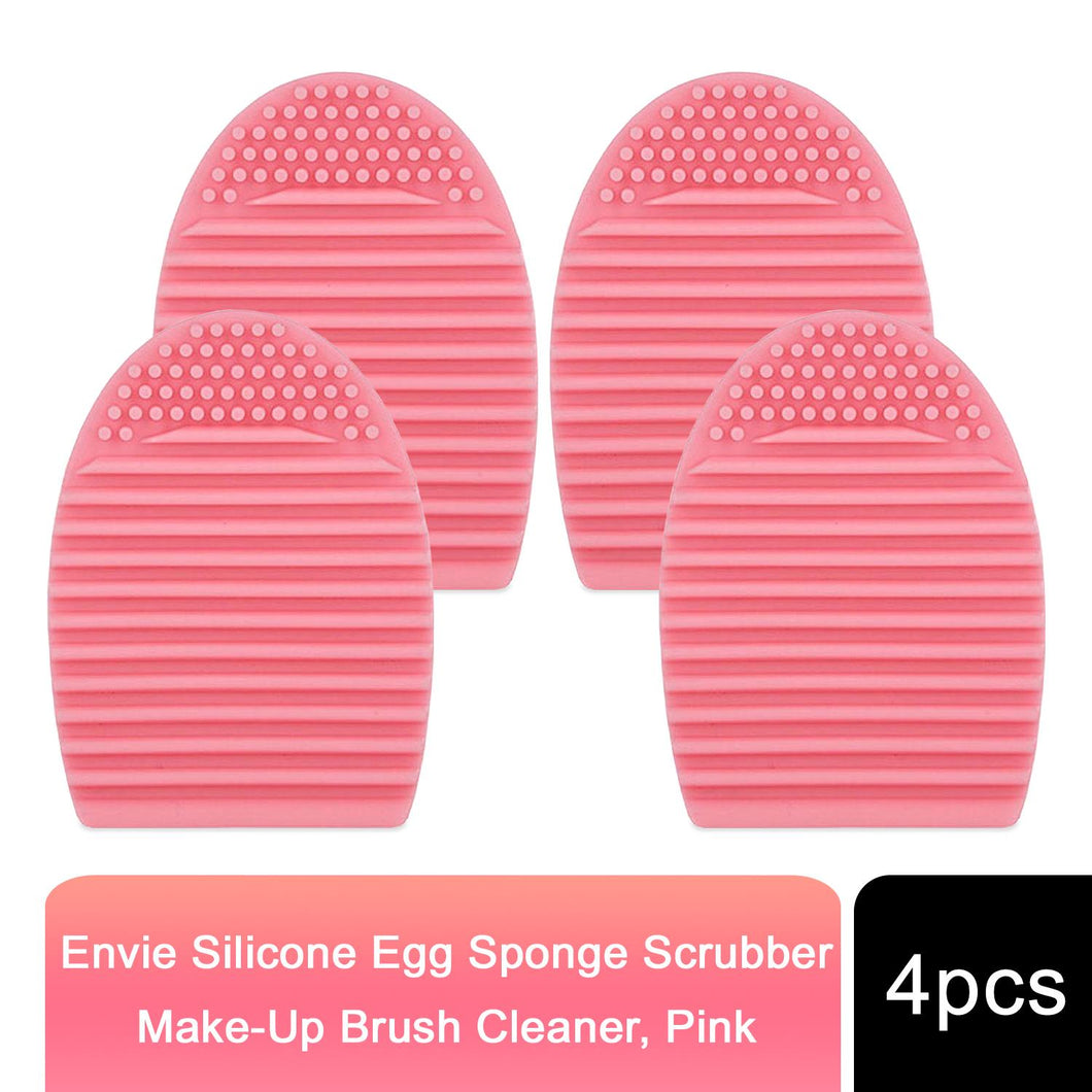 4x Envie Silicone Egg Sponge Scrubber Make-Up Brush Cleaner - Pink