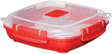 Load image into Gallery viewer, Sistema Microwave Plate with Removable Steaming Tray, Red/Clear, 440 ml
