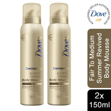 Load image into Gallery viewer, 2pk of 150ml Dove Derma Spa Gradual Self-Tan Body Mousse Fair to Medium
