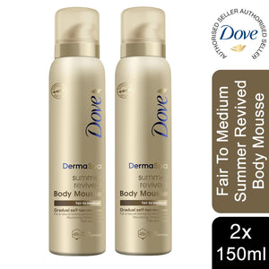 2pk of 150ml Dove Derma Spa Gradual Self-Tan Body Mousse Fair to Medium
