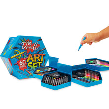 Load image into Gallery viewer, Doodle 60 Piece Hexagon Washable Arts and Crafts Set - Blue