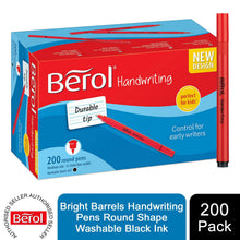 Load image into Gallery viewer, Berol Handwriting Pen Round Durable Medium Nib Washable Black Ink 200 Pack